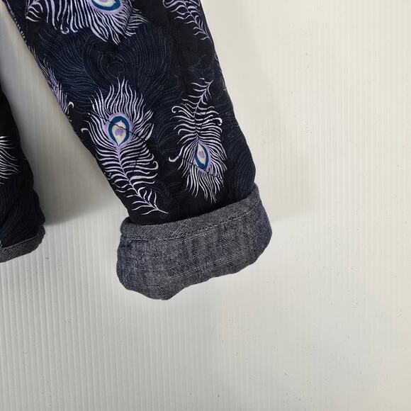 Barbour Pippa Quilted  Reversible Overshirt Jacket Peacock Print Chambray  10 - Picture 9 of 13